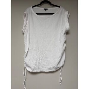 Talbots Women's White Sleeveless Knit‎ Top Drawstring Waist Size L